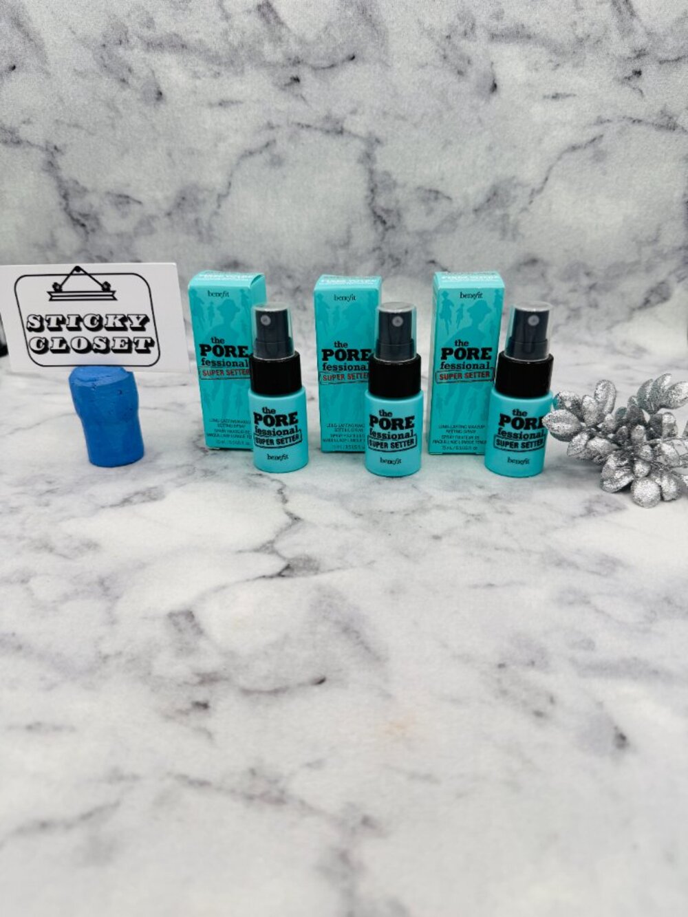 Benefit Beauty Gift Set-The POREfessional Long Last Setting Spray-3pc-BOXED-NEW